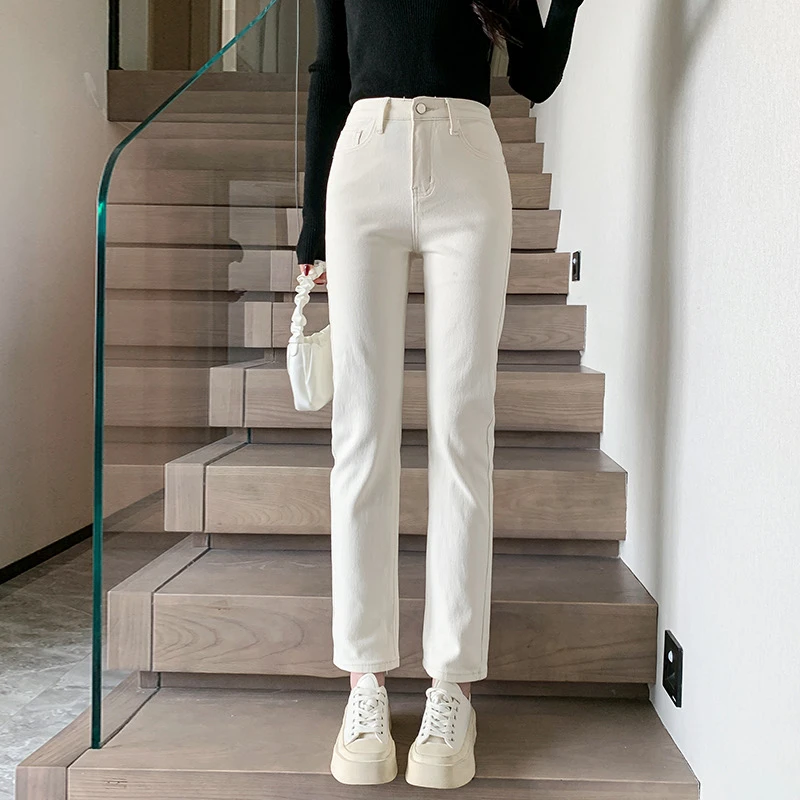 2025夏季米杏高腰直筒牛仔裤小个子女新款弹力显瘦烟管6288-9/AS