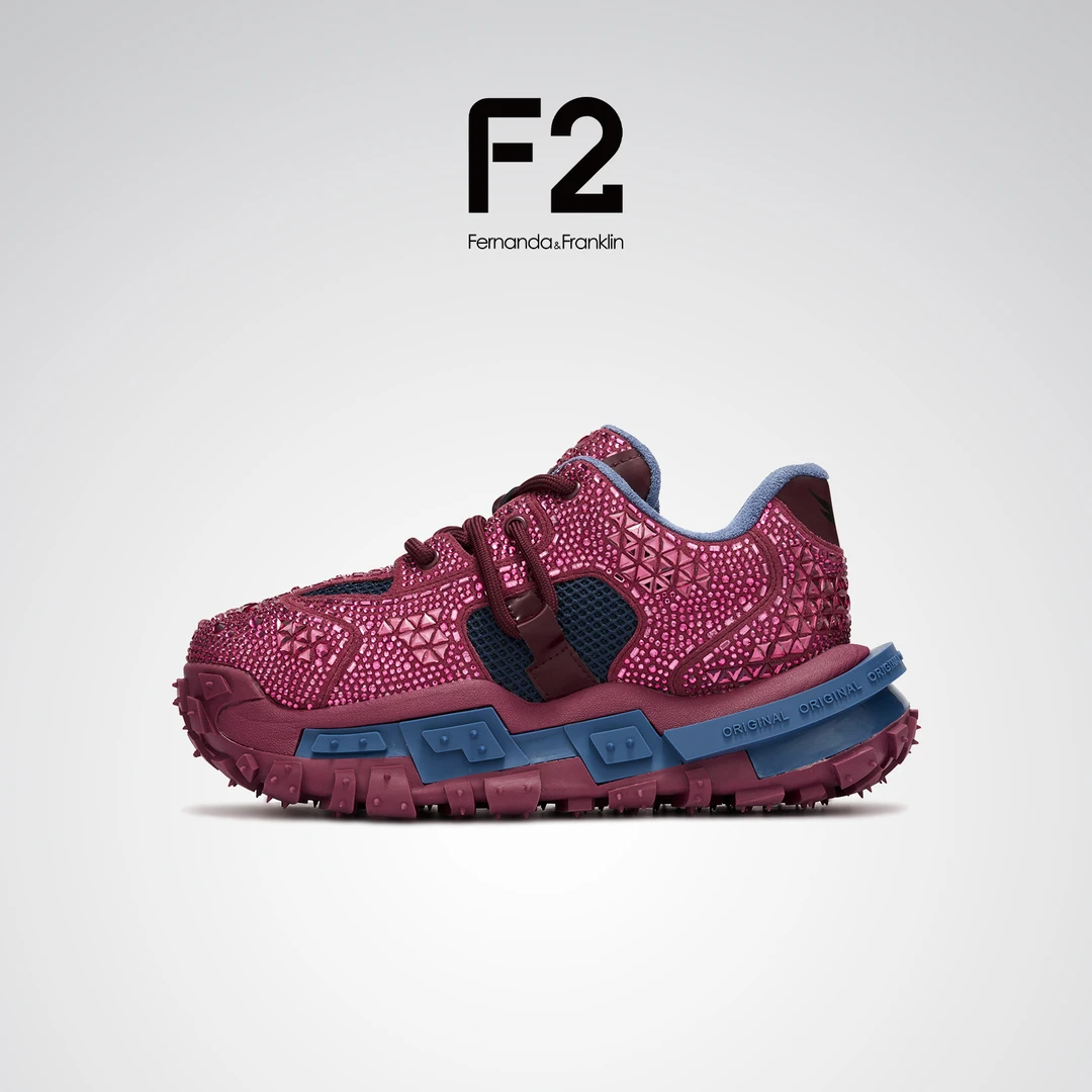 F2【木兰·莹】2025秋季新款满钻双色鞋底增高时尚噬色老爹鞋