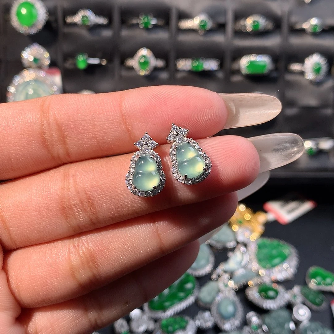 翡翠未镶嵌耳饰耳钉