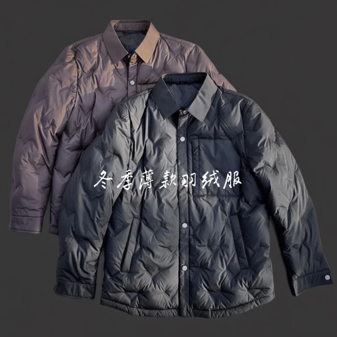 【轻薄羽绒】冬季男士高品质欧货轻薄翻领时尚休闲羽绒服保暖外套