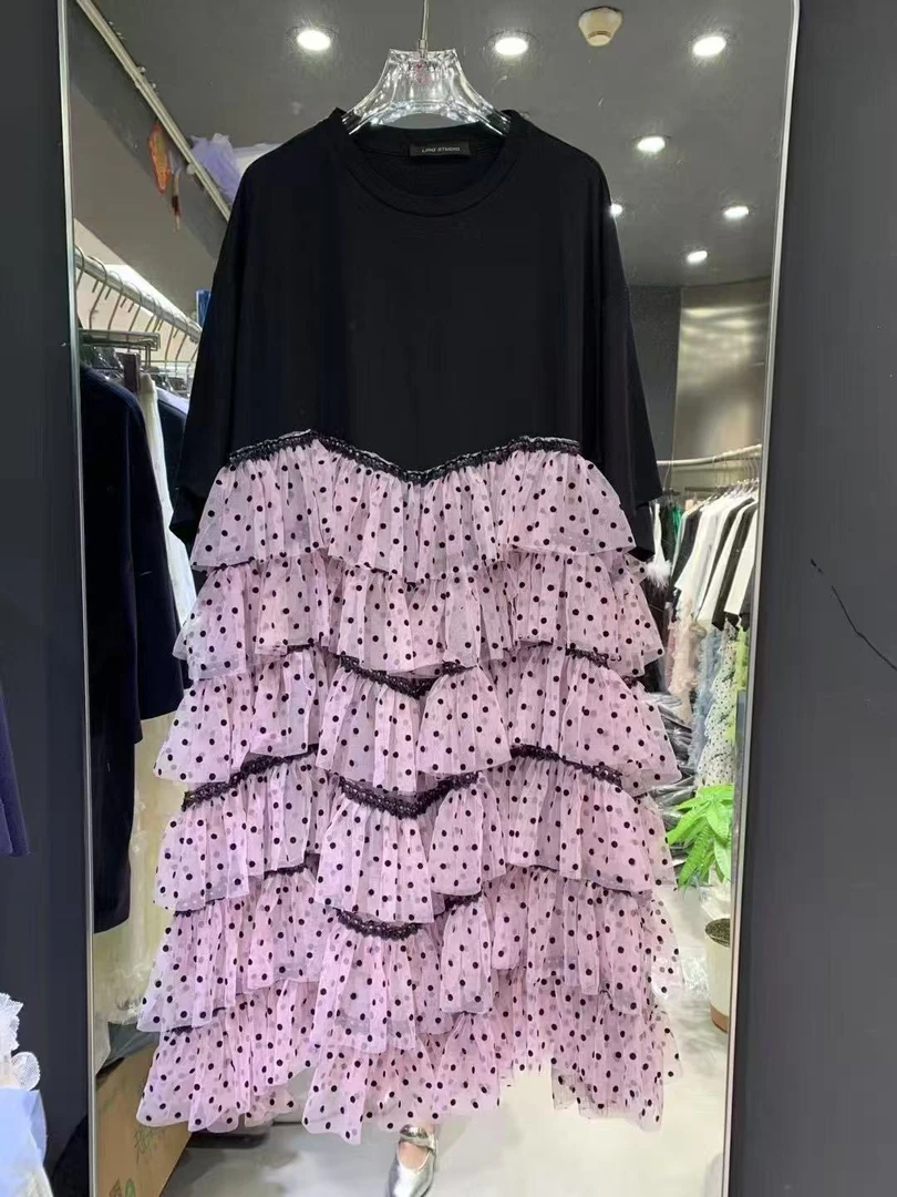 刘媛媛潮牌 实拍M88288宽松大版减龄显瘦蛋糕连衣裙