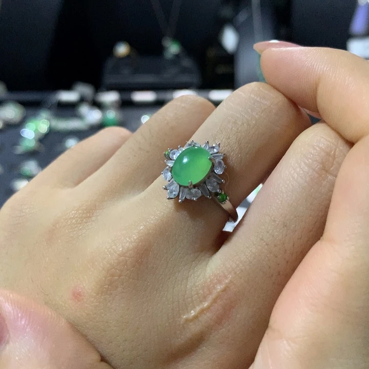 翡翠银S925镶嵌戒指