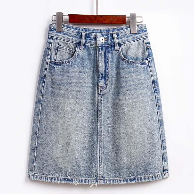 RAIN.CUN· 细水 ·夏季高腰休闲半身裙梨形牛仔裙五分中裙QC11479Q