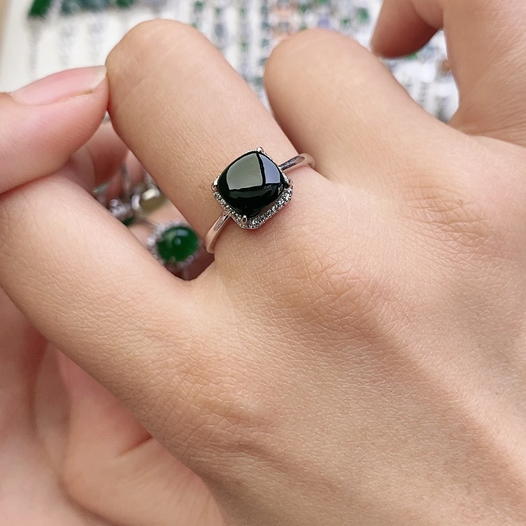 翡翠银S925镶嵌戒指