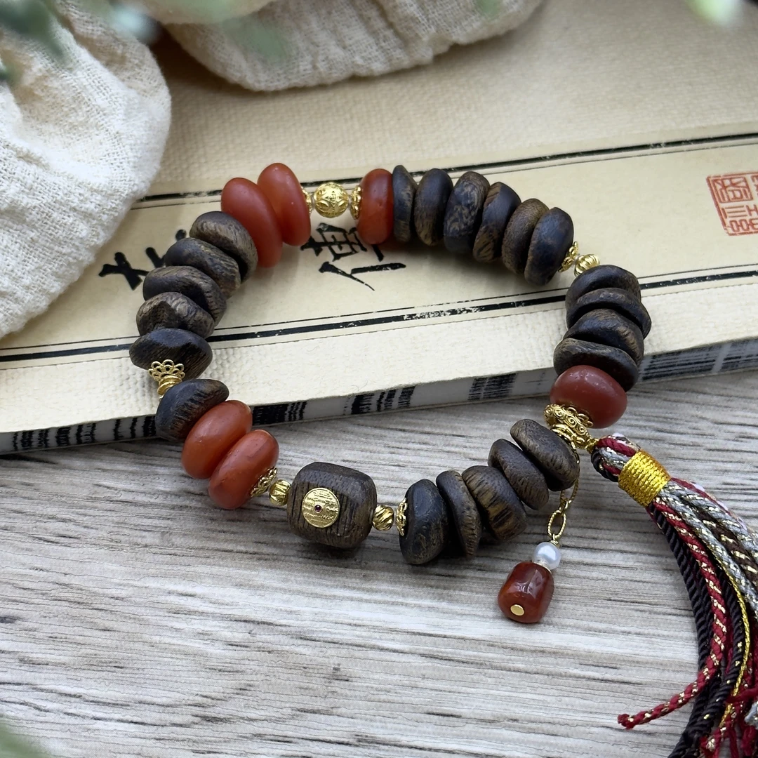 沉香【晟伊】奇门遁甲沉香南红配比手串+名+日期（多样性发一）-cs