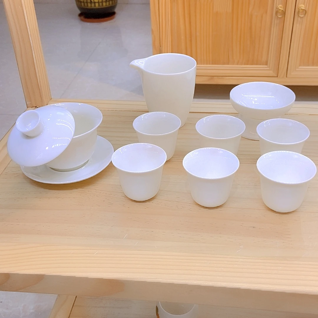 羊脂玉瓷茶具套装