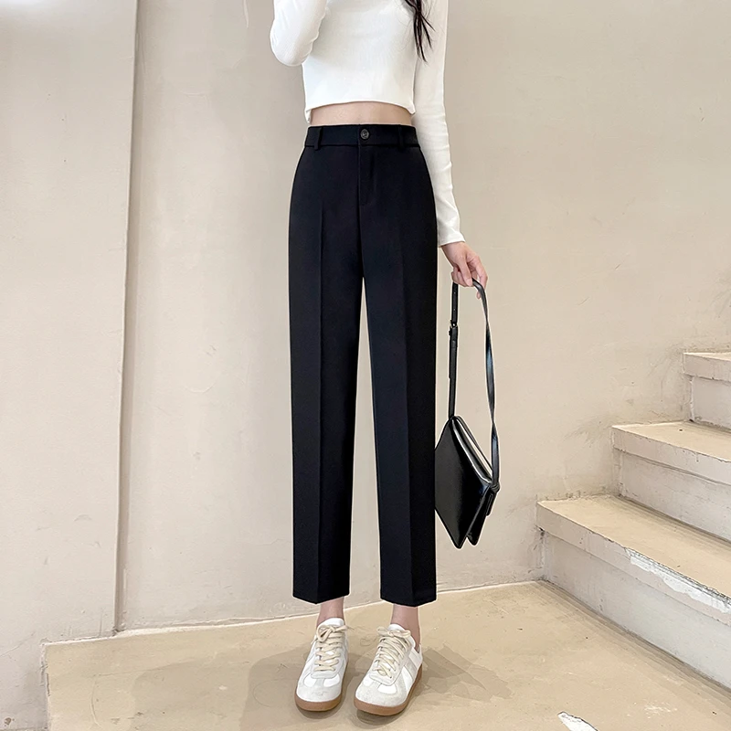 哈伦烟管裤女2025夏季新款九分百搭裤子宽松显瘦小个子休闲萝卜裤