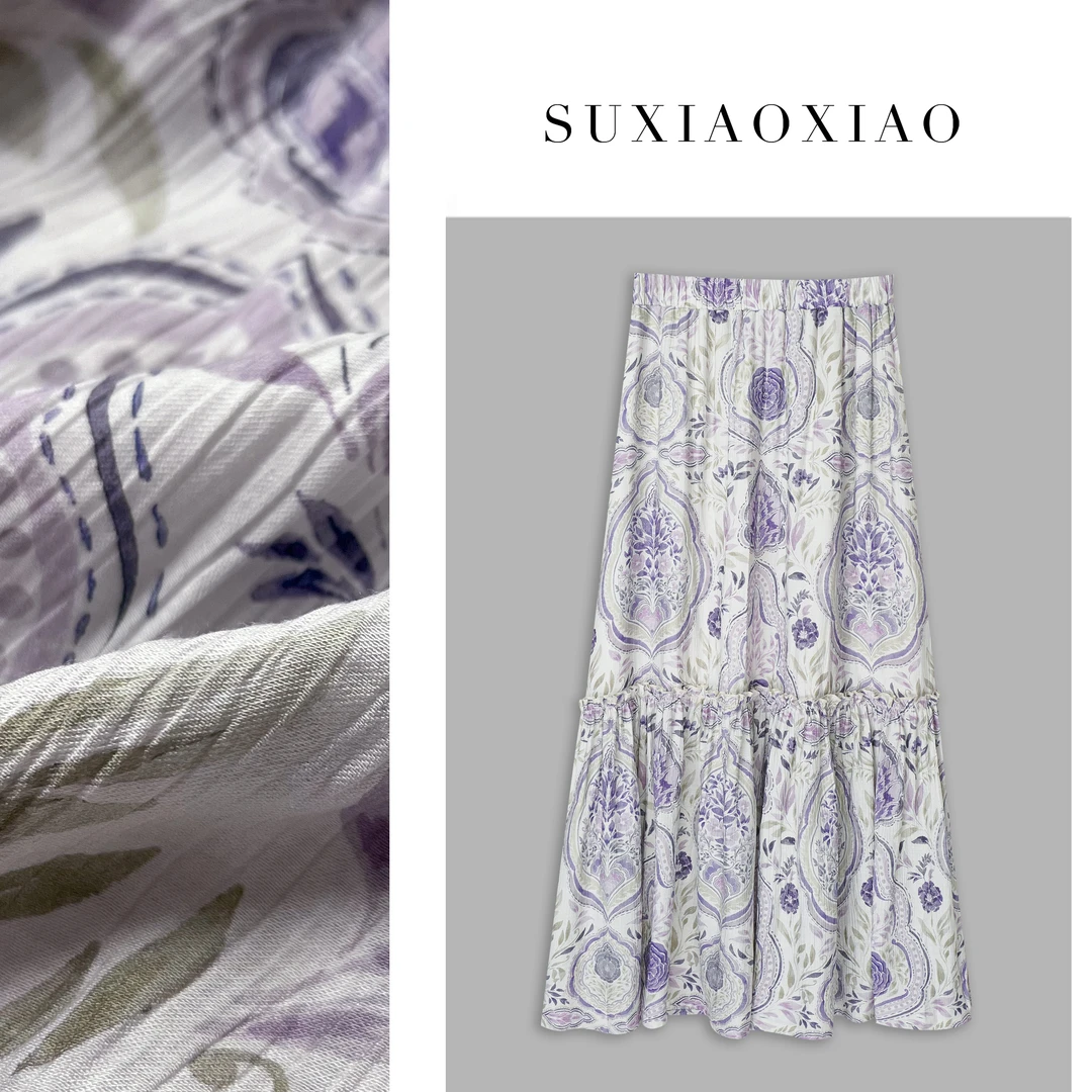 【精灵】夏季新款度假风花色显瘦半身裙A字伞裙25B1195