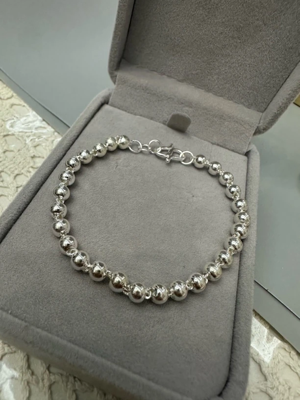 足银手链 纯银光珠手链