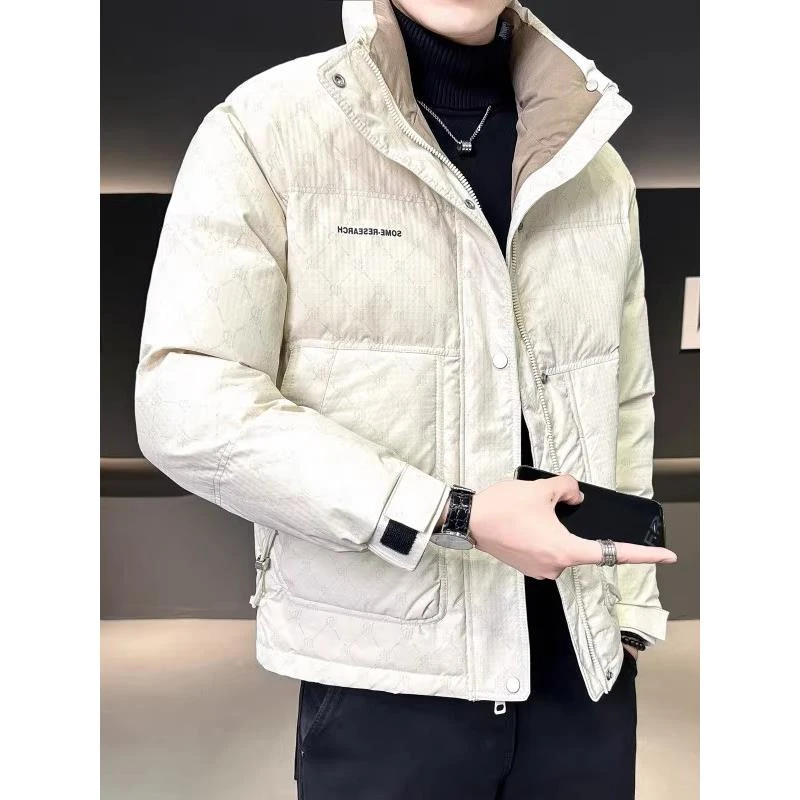 灏吉弧羽绒服男冬季加厚2025年新款潮牌白鸭绒短款高级感冬装外套