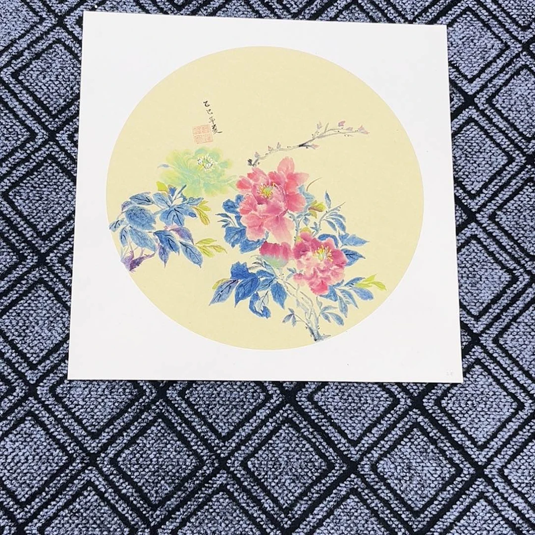 国画老师三尺斗方花鸟卡纸作品旭