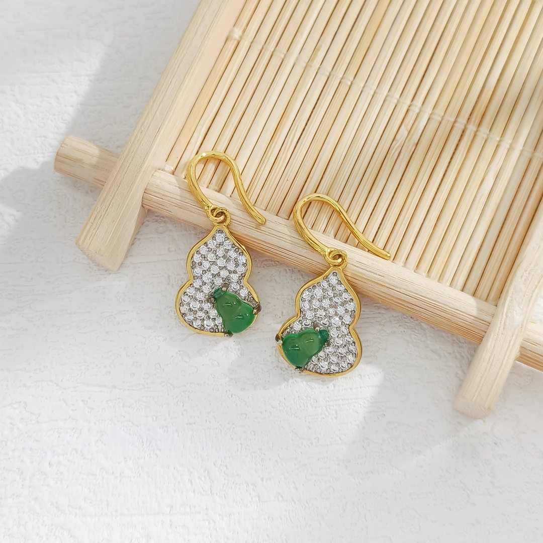 铜合金合成锆石耳饰 WPSL-000479 【碧野】 耳饰百搭时尚轻奢