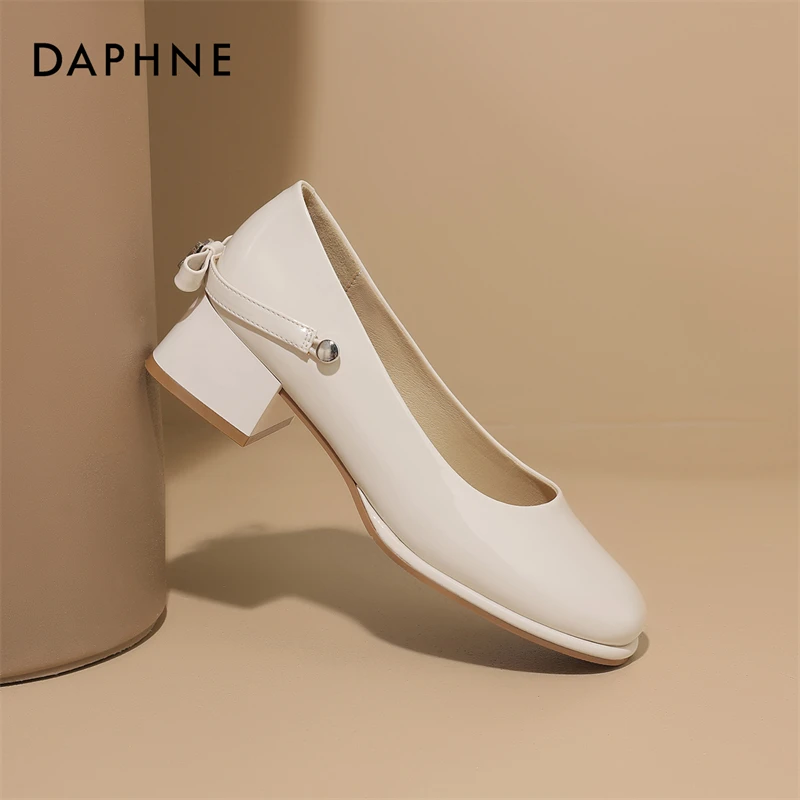 达芙妮新款蝴蝶结百搭玛丽珍女鞋2025春季小香风法式气质浅口单鞋