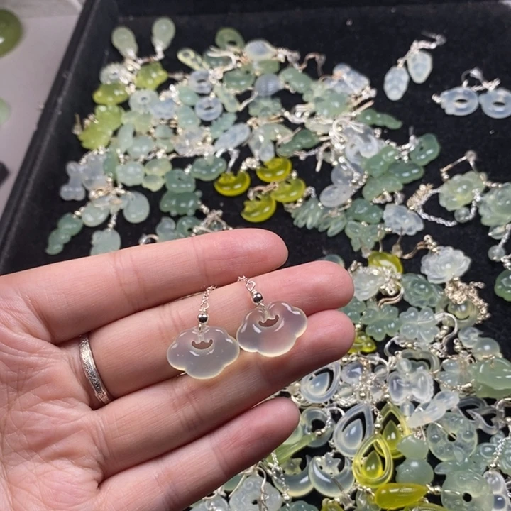 蛇纹石玉未镶嵌挂件耳饰耳环项链