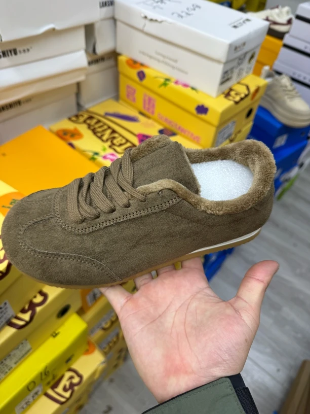 D16时尚休闲鞋休闲冬季平底德训鞋运动鞋棉鞋休闲鞋黄色加绒鞋子