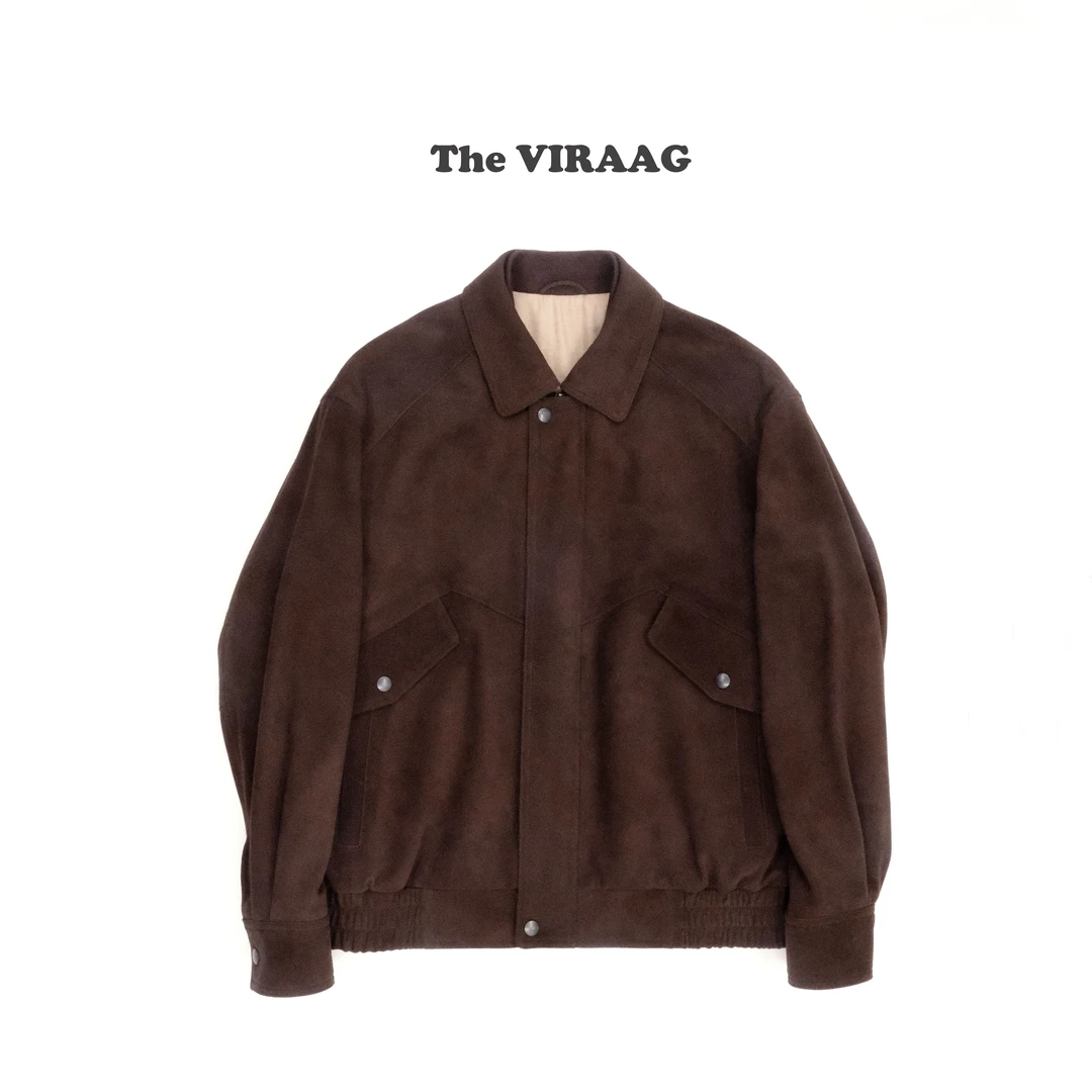 The VIRAAG[重森]美拉德学院感美式复古反绒皮衣加棉绵羊皮8426-1