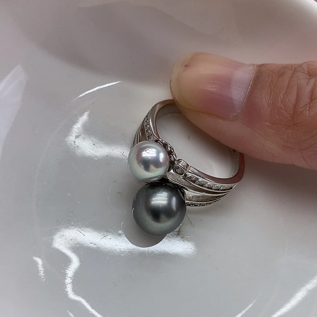 银S925镶嵌戒指海水珍珠