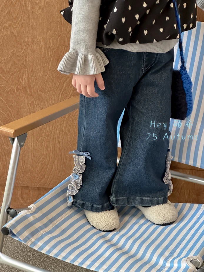 【Bao Bao】秋款韩版女童花边牛仔裤·萌希5916