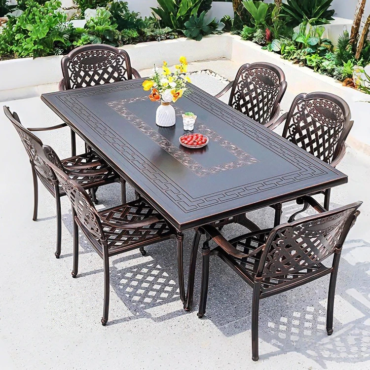 户外庭院桌椅阳台茶桌桌子桌椅休闲一体户外铸铝全铝茶台整套