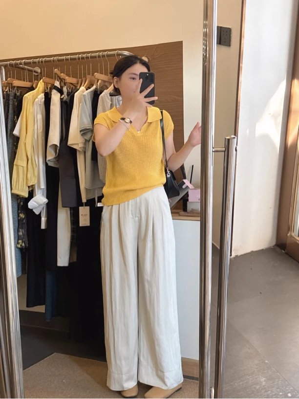 回购率高 显瘦休闲裤 拉链中腰长裤 夏天松驰感裤子