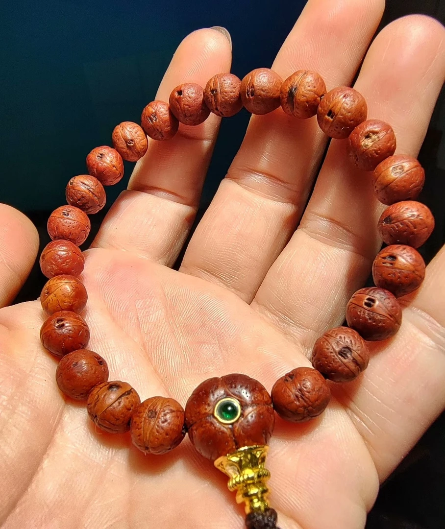 尼泊尔凤眼菩提单圈手串23颗尺寸8.2-8.8麒麟眼三通高密小凤眼