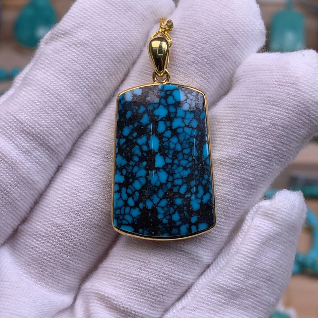 绿松石银S925镀金镶嵌珠宝奇石