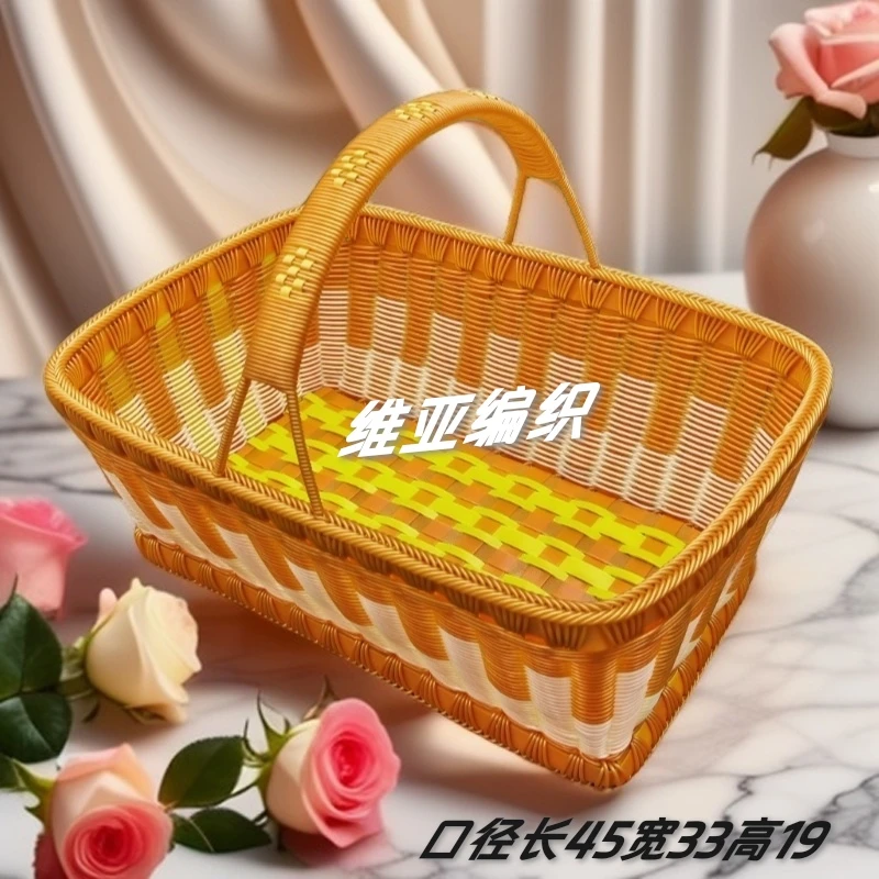 长方形中国风多规格通用篮子菜篮子家用买菜竹篮超市