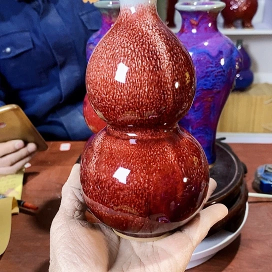 摆件有**得尚峰钧窑作品葫芦瓶