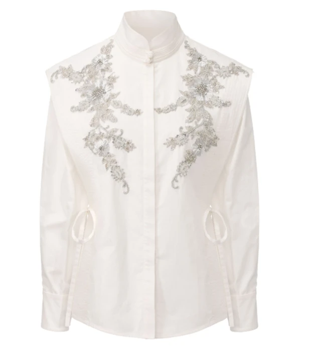 JUNYANG 琼枝玉台中式立领盘扣衬衫