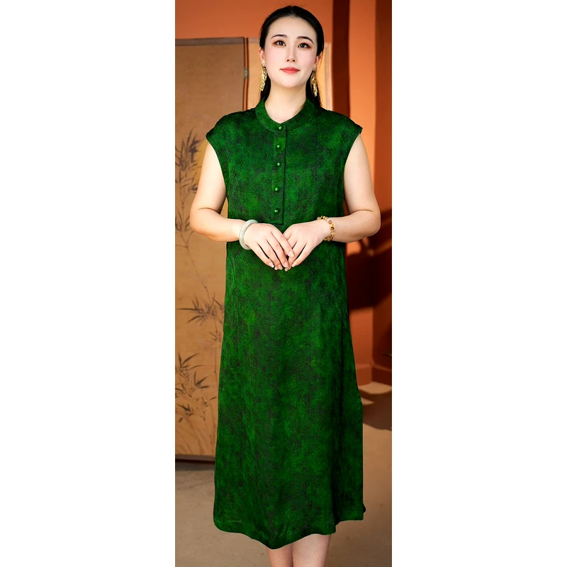 （清翠）2025夏季新款气质短袖连衣裙