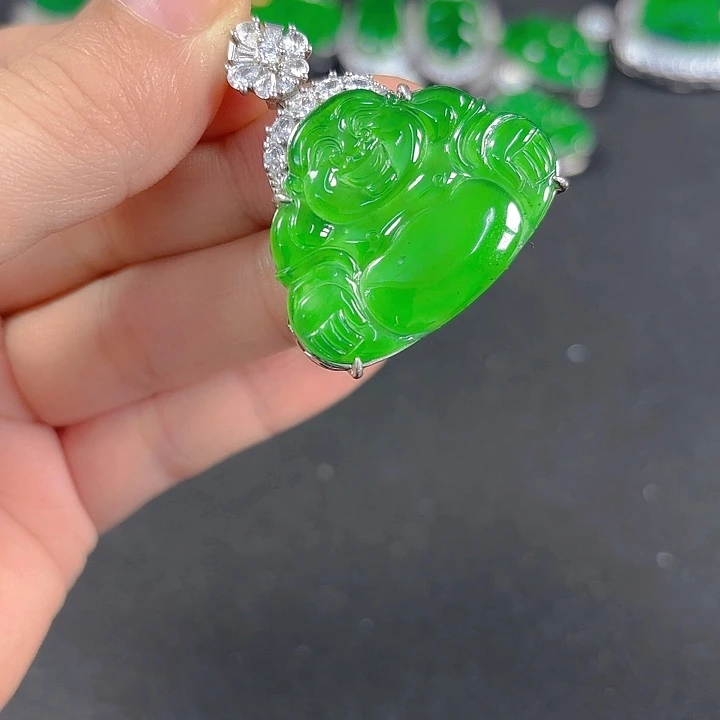 翡翠银S925镶嵌吊坠(不含链)