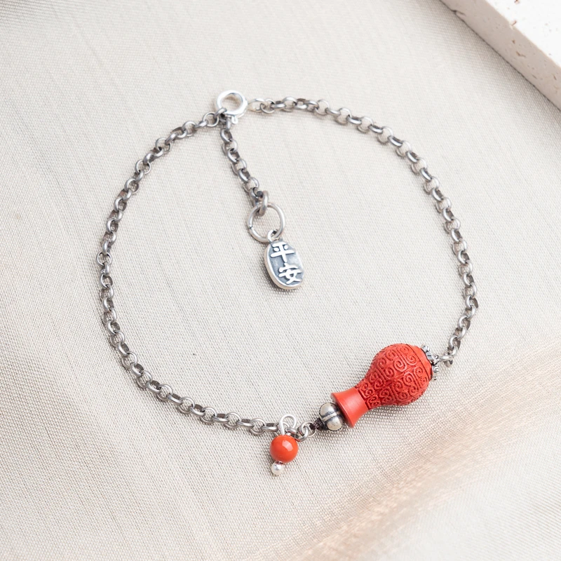 XIANYUAN/仙源 含辰砂工艺品朱砂宝瓶单圈手串