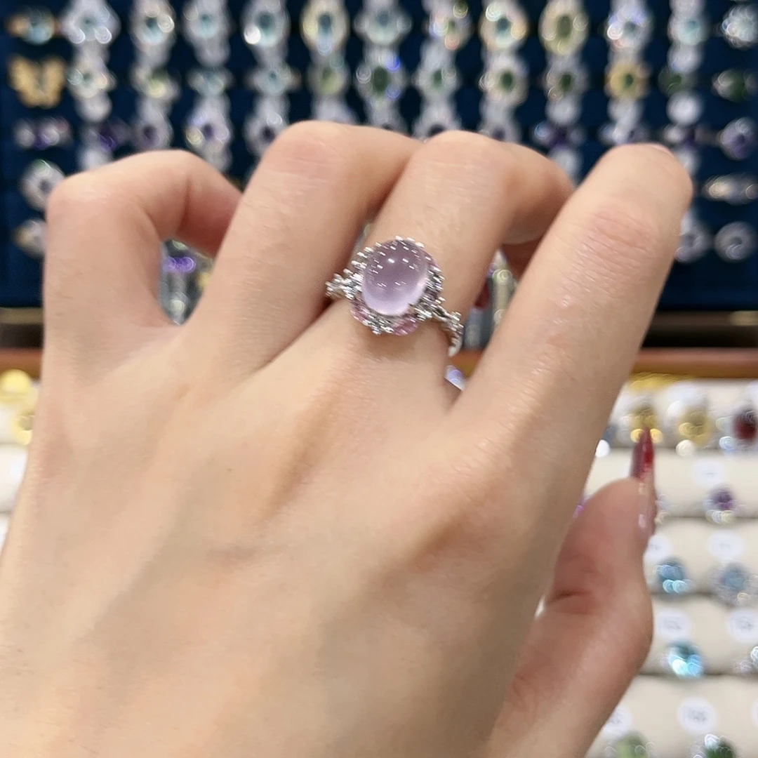 萤石女款银S925镶嵌戒指