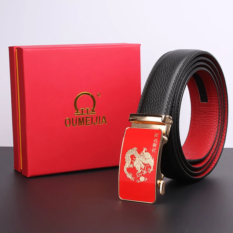 2024新款龙年本命年皮带男士头层牛皮高端裤带自动扣礼品腰带男款