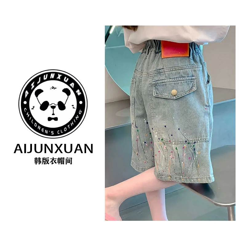 【现货】2025韩版女童牛仔短裤夏季新款洋气女孩夏装裤子儿童中裤薄