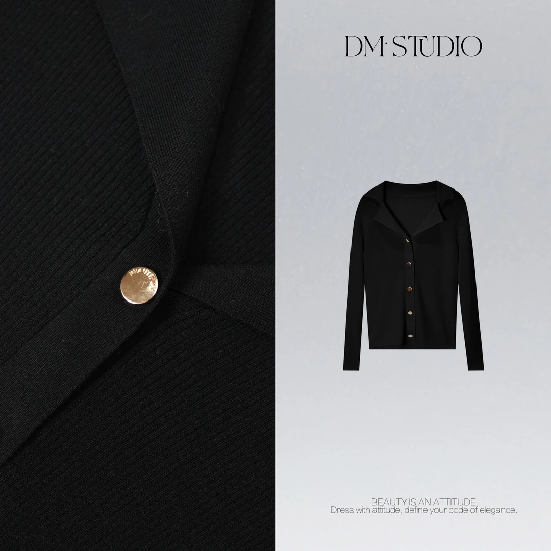 DEDM•STUDIO/极简风百搭气质翻领100%羊毛打底内搭2510ZZS/QM158