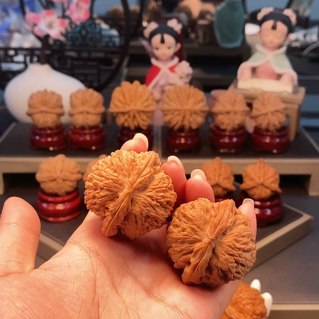 文玩核桃把件40球闷白