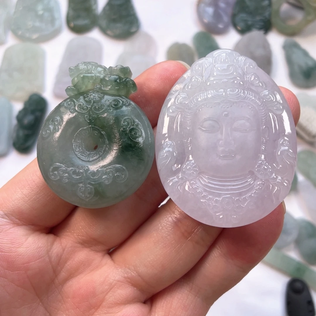 卡***加定制翡翠未镶嵌两件