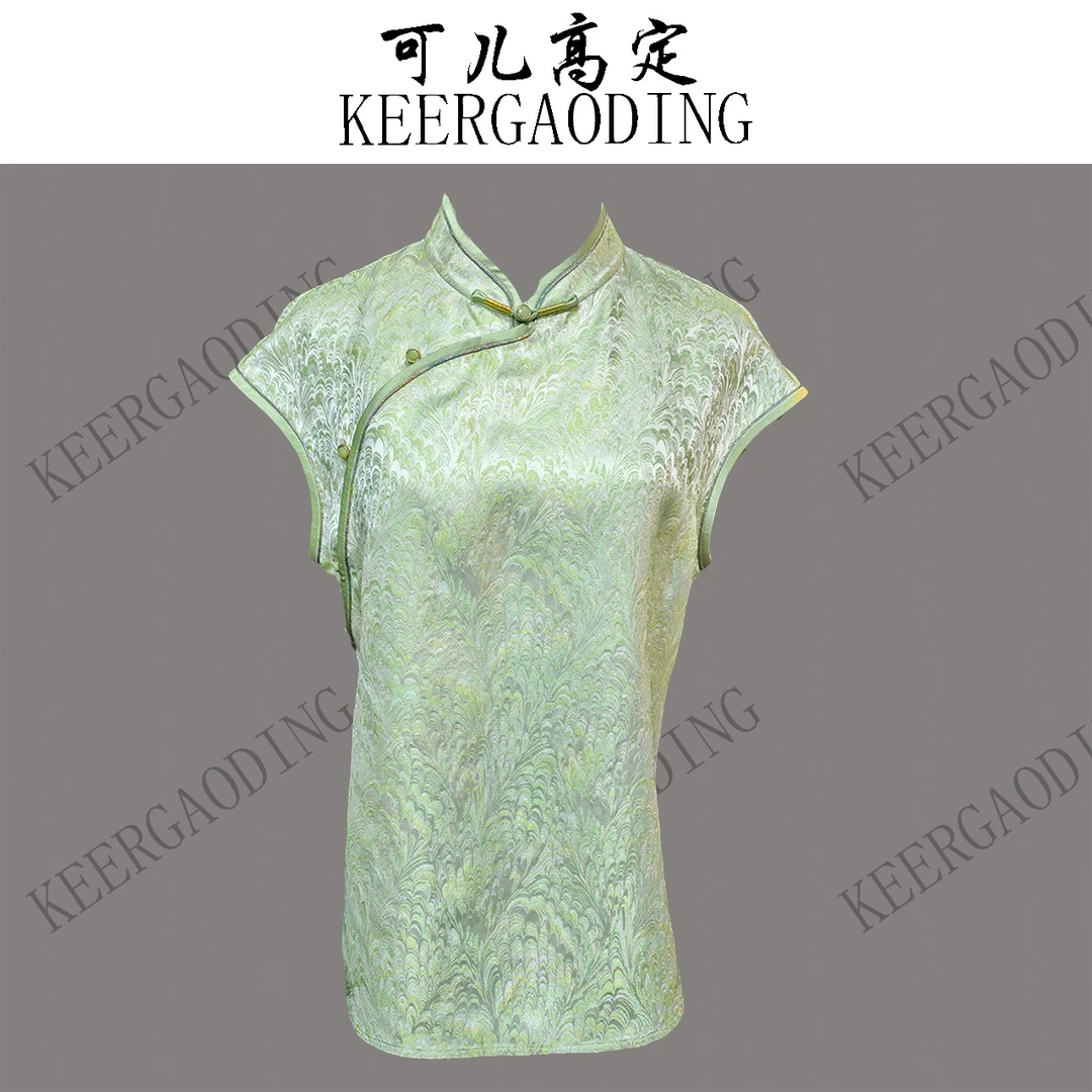 【可儿•高定】非遗螺钿高端新中式设计师款正绢短袖上衣3-J5941