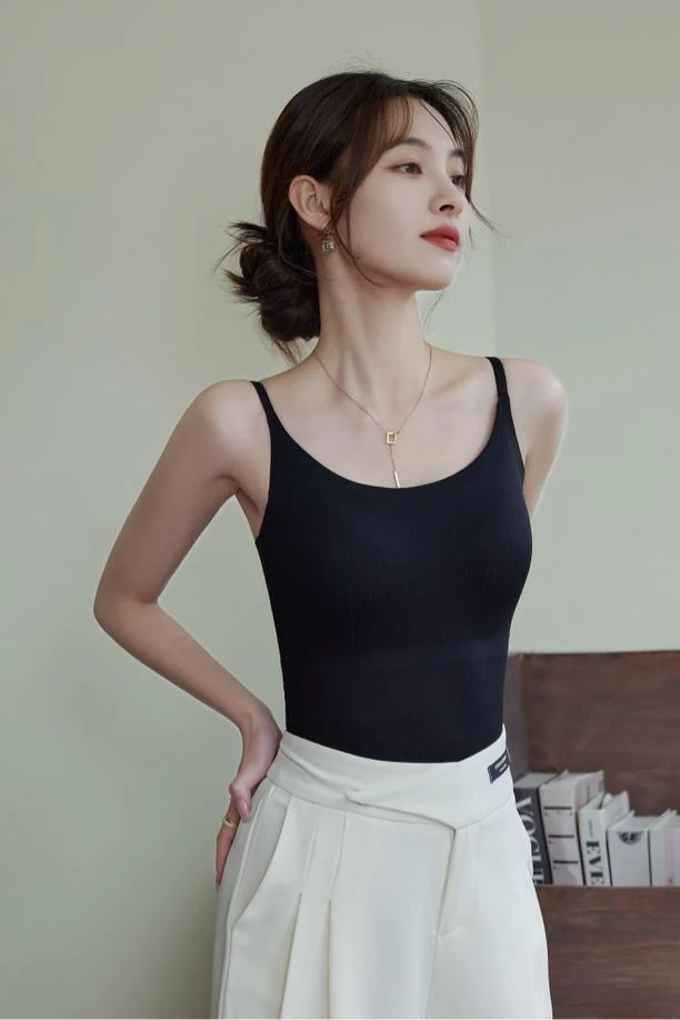 冰丝美背夏季吊带瑜伽文胸打底背心内搭防走光固定外穿免穿聚拢