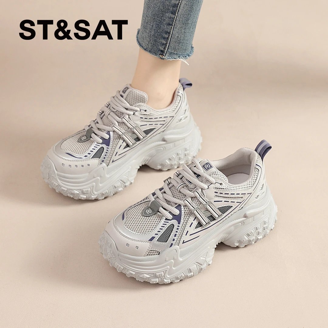 星期六厚底老爹鞋女士2025新款秋季爆款休闲鞋轻便透气运动鞋百搭