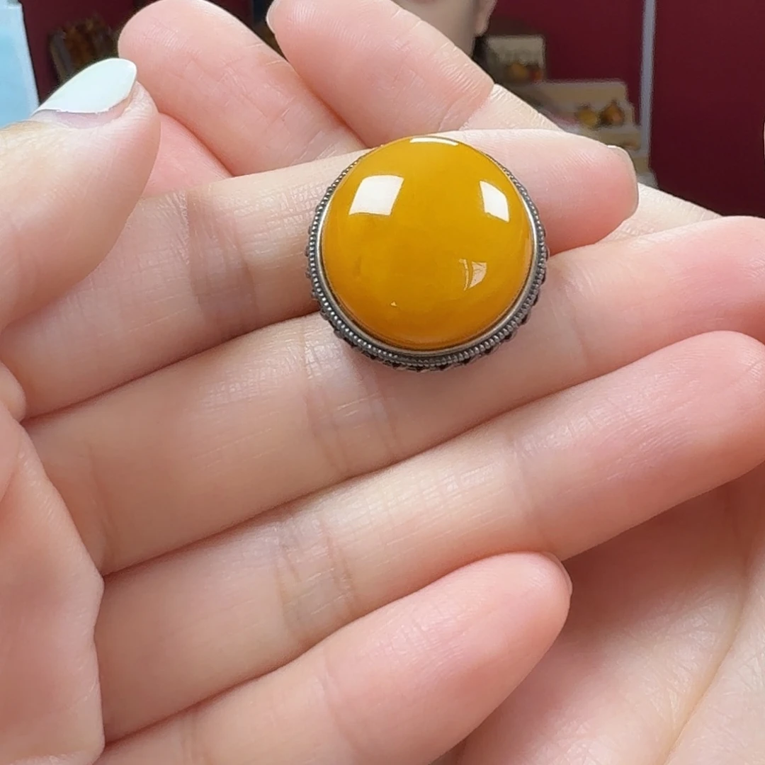 手链蜜蜡银S925镶嵌戒指