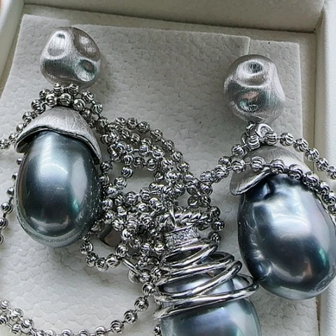 海水珍珠套装银S925镶嵌甯*