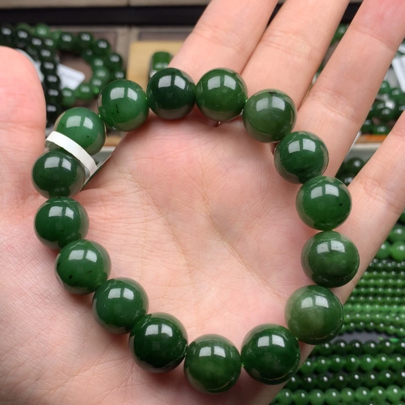 【闪购商品】未镶嵌手串和田玉（碧玉）14m特价微瑕
