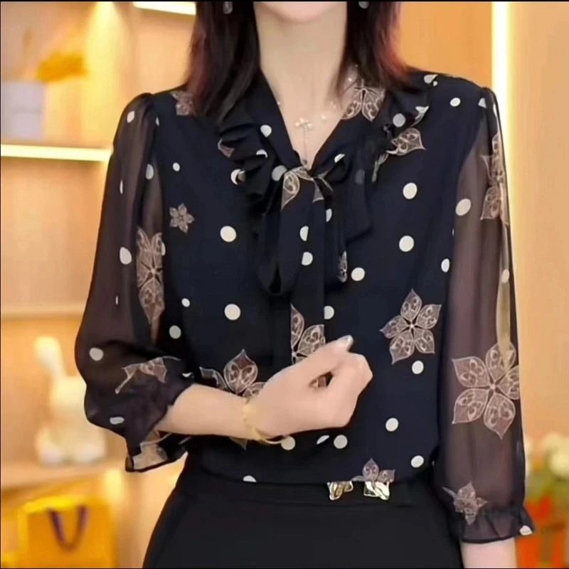 【现货现发】新款时尚显瘦碎花长袖衬衫