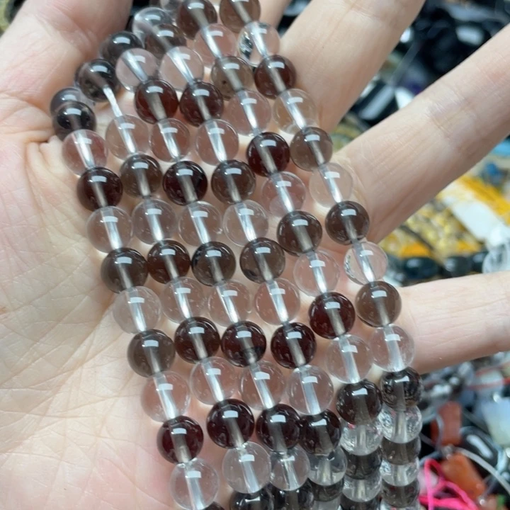 玛瑙/玉髓合金珠宝半成品一条8m茶白水晶