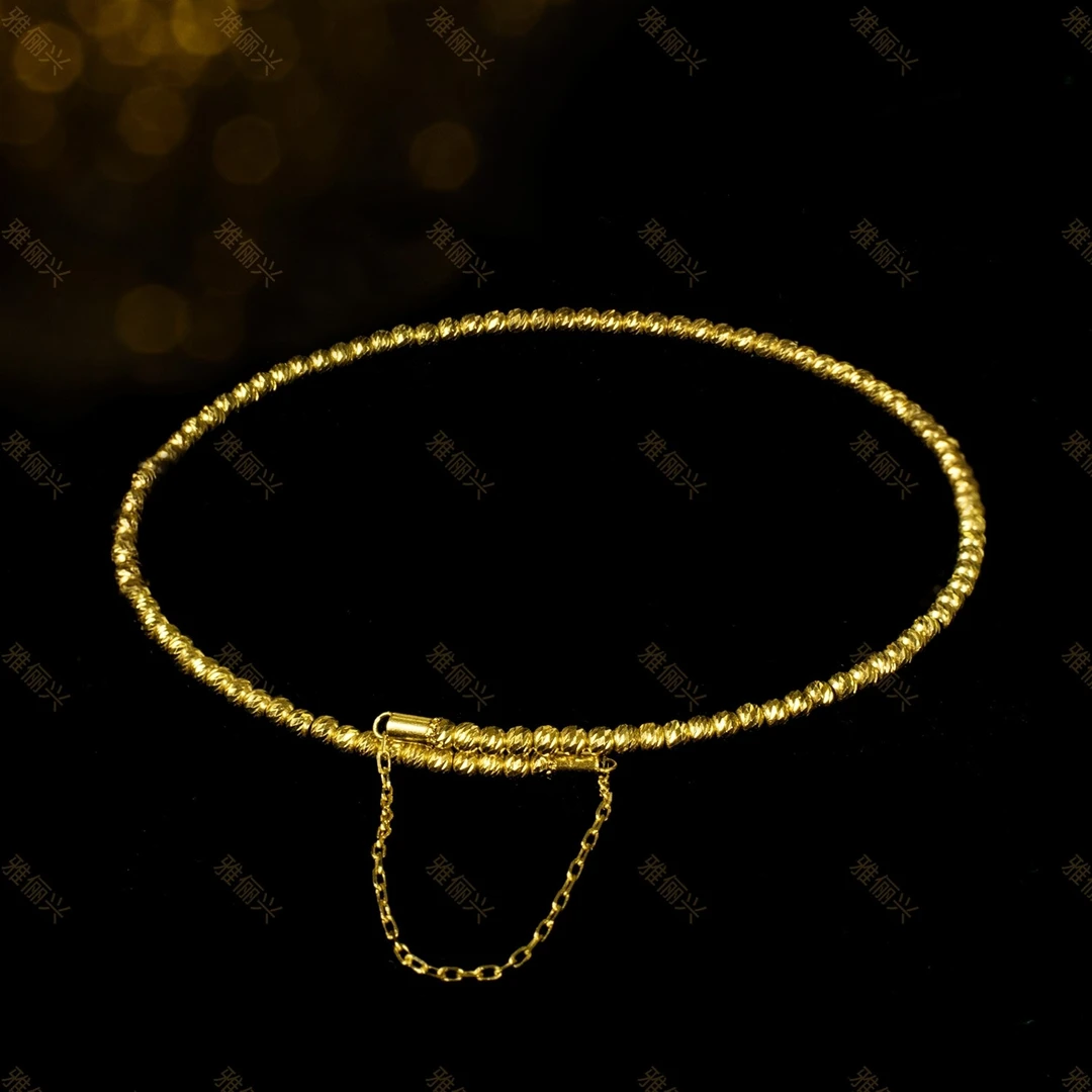 雅俪兴18K金气质弹力手链爆闪镭射蹦迪珠珠设计轻奢高级时尚百搭