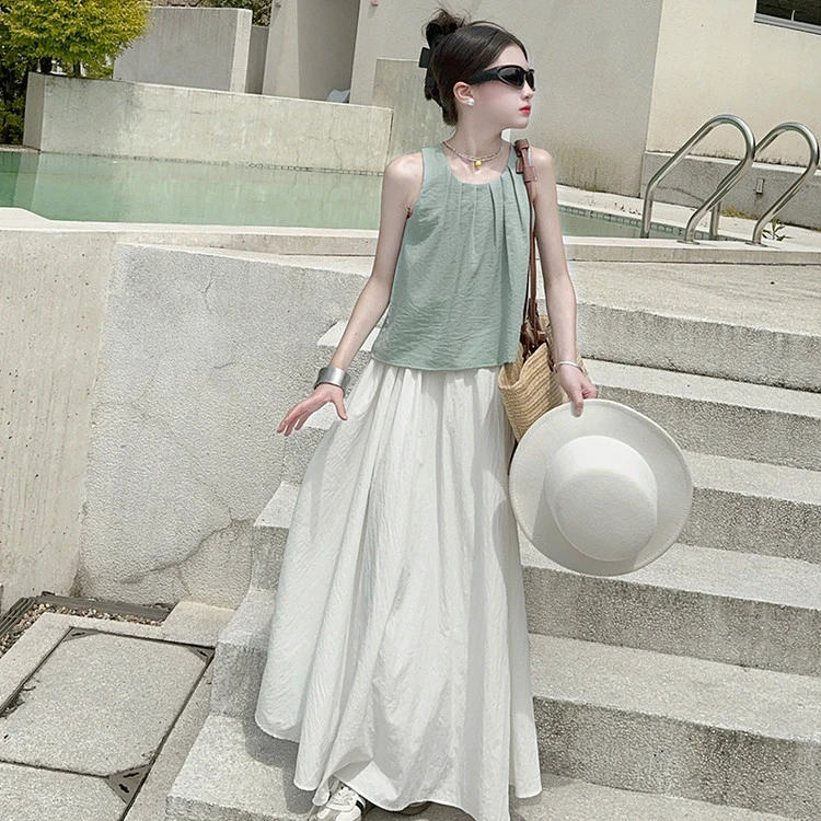 女大童超好看裙子2025新款连衣裙夏儿童半身长裙女童夏日穿搭套装