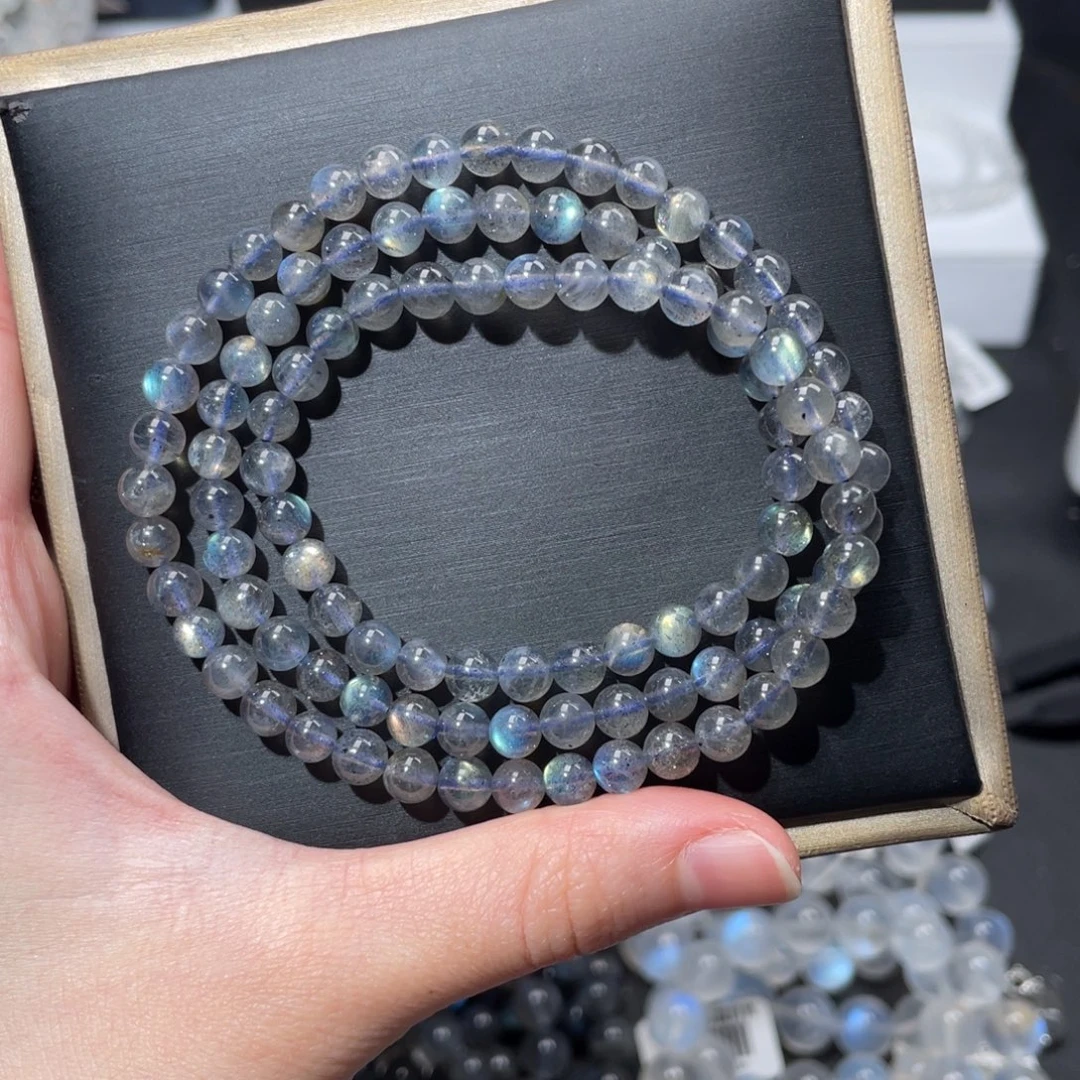 手链长石未镶嵌福利品多圈彩光灰月光5.5mm