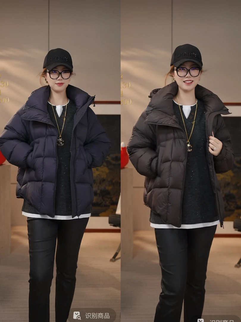 【花满林】两色连帽填充物白鸭绒羽绒服22518